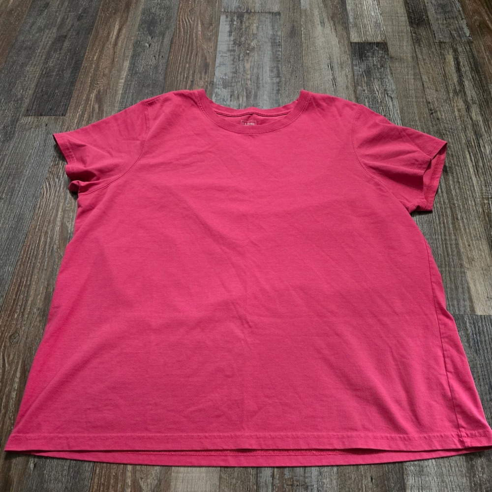 L.L.Bean T-Shirt Womens 1X Pink Short Sleeve 100% Cotton Crewneck Basic Tee